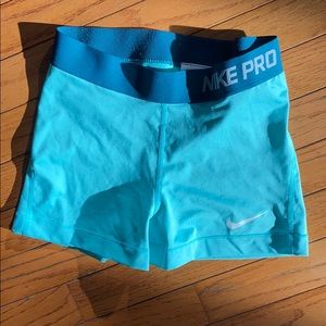 Nike pro 3 inch teal spandex